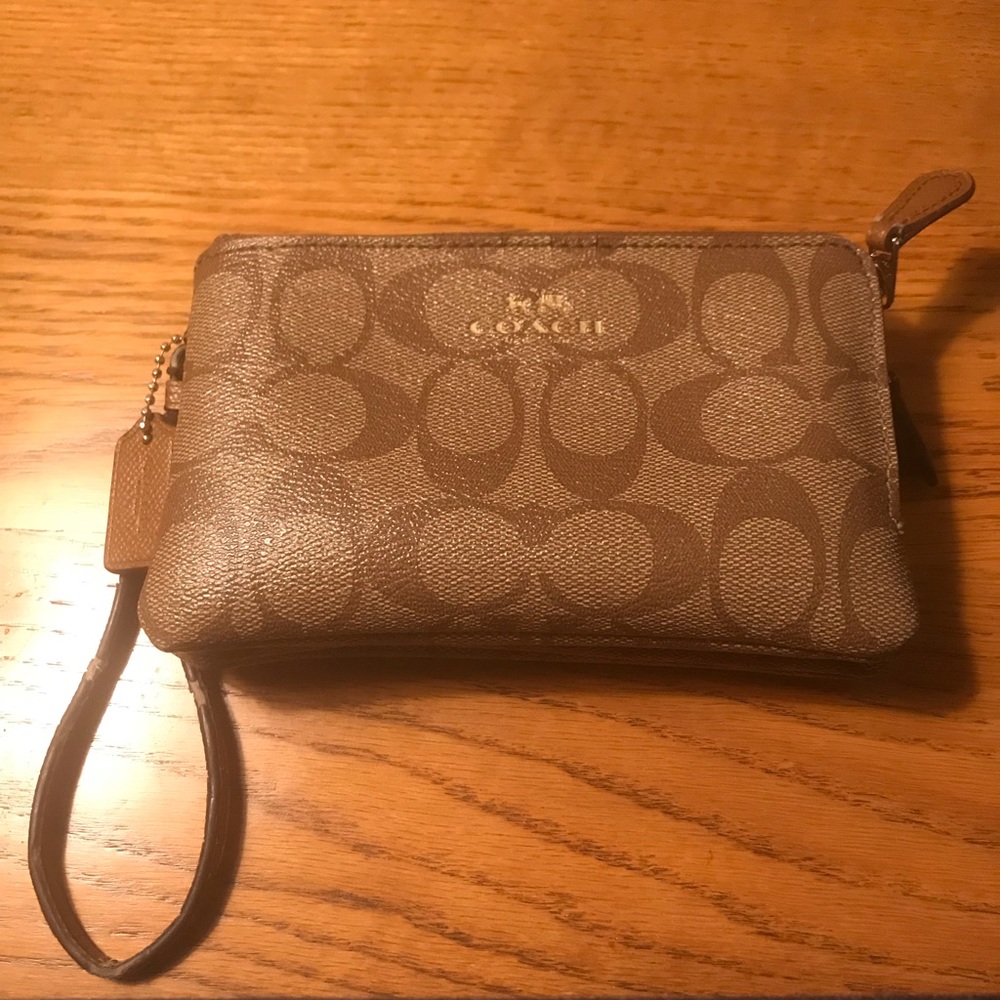 COACH double zip wristlet